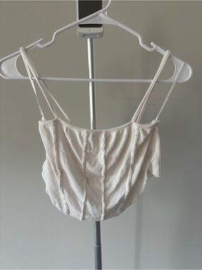 Atoir White Ribbed Cropped Tank Top